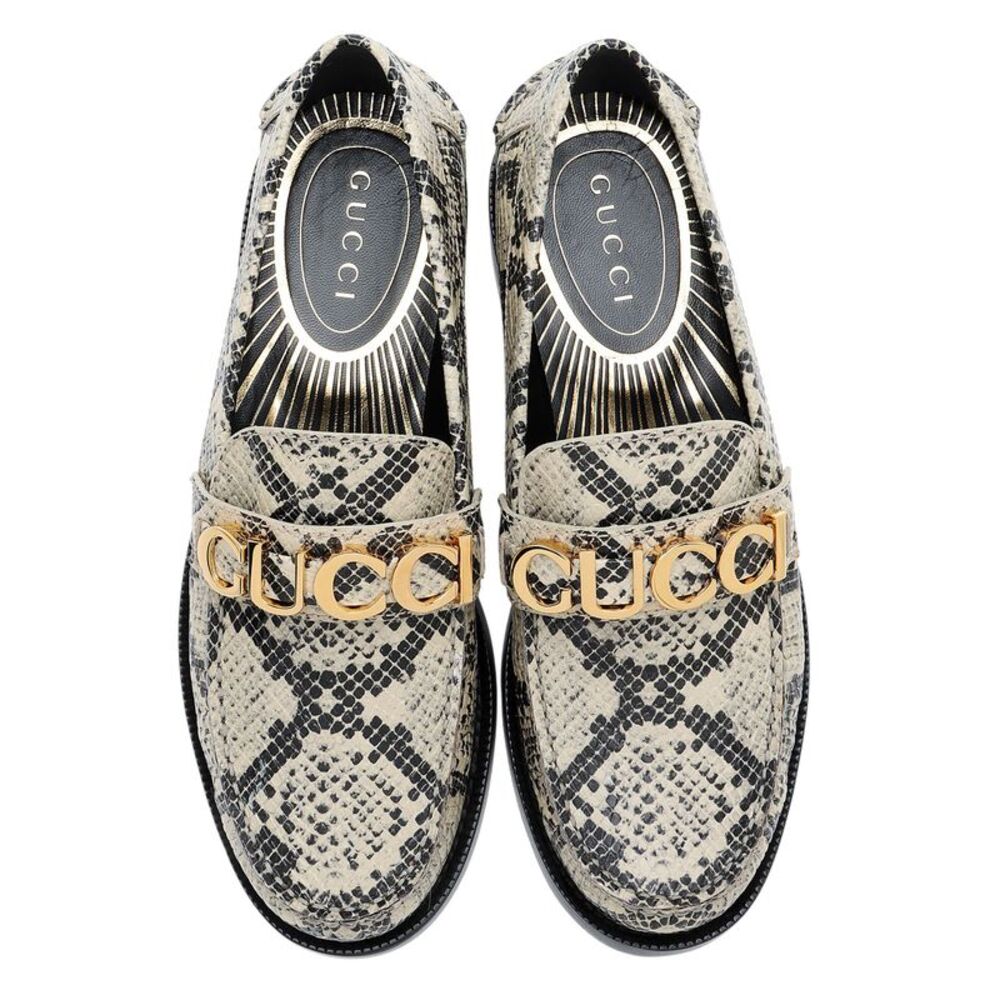 Gucci Python Embossed Logo Loafers - Size 7.5 / 37.5 - Picture 5 of 8